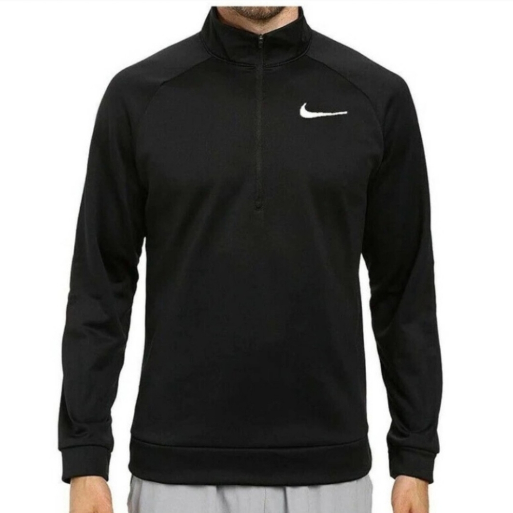 Nike Quarter Zip Long Sleeve Therma Pullover Training Sweatshirt, Black, Sz M